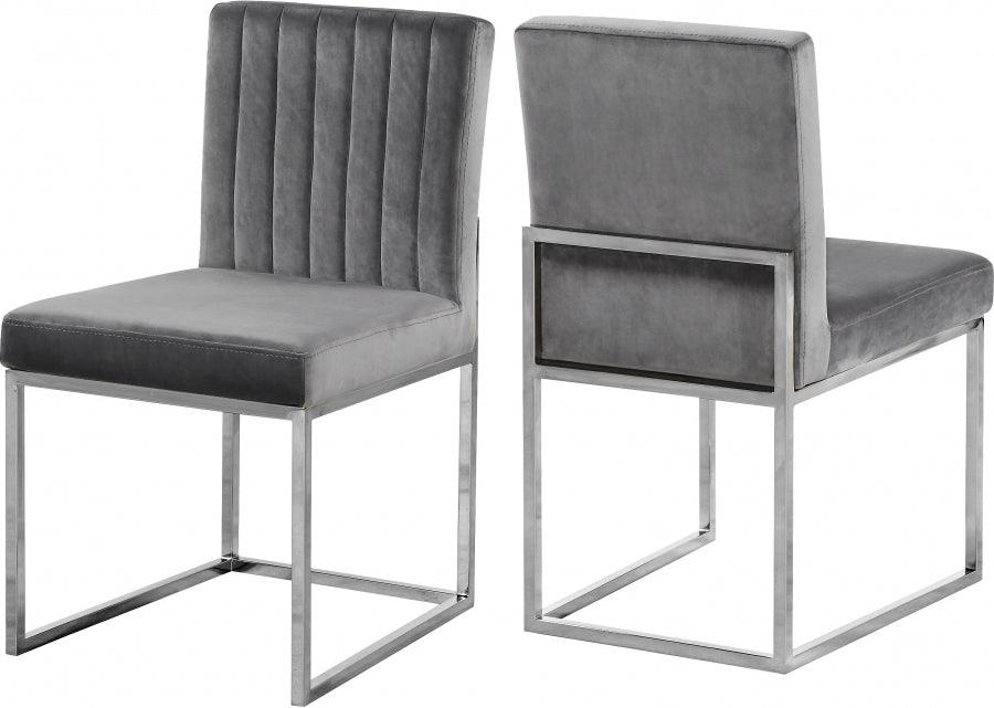 Meridian Furniture - Giselle Velvet Dining Chair Set Of 2 In Grey - 779Grey-C