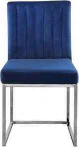 Meridian Furniture - Giselle Velvet Dining Chair Set Of 2 In Navy- 779Navy-C