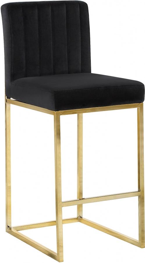 Meridian Furniture - Giselle Velvet Counter Stool Set Of 2 In Black - 781Black-C