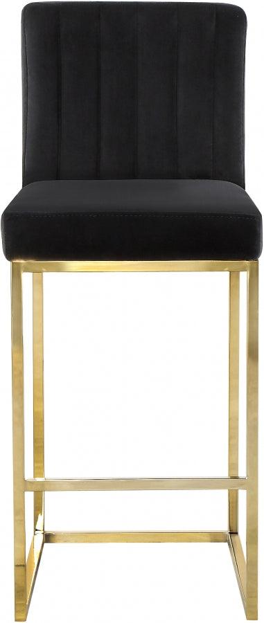 Meridian Furniture - Giselle Velvet Counter Stool Set Of 2 In Black - 781Black-C