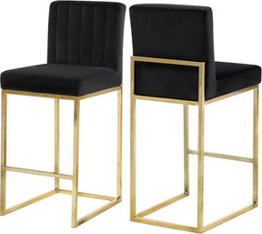Giselle Velvet Counter Stool Set Of 2 In Black - 781Black-C | Meridian