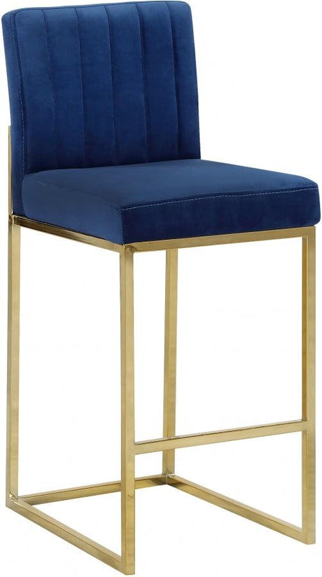 Meridian Furniture - Giselle Velvet Counter Stool Set Of 2 In Navy - 781Navy-C