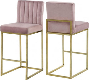 Giselle Velvet Counter Stool Set Of 2 In Pink - 781Pink-C | Meridian