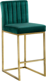 Meridian Furniture - Giselle Velvet Counter Stool Set Of 2 In Green - 781Green-C