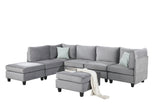 Zelmira Gray Velvet 7Pc Modular Sectional Sofa - Home Elegance USA