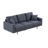 Modern Grey Three-Seat Sofa with Thick Sponge and Two Pillows, 87.40inch Home Elegance USA