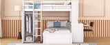 Full size Loft Bed with a twin size Stand-alone bed, Shelves,Desk,and Wardrobe-White - Home Elegance USA