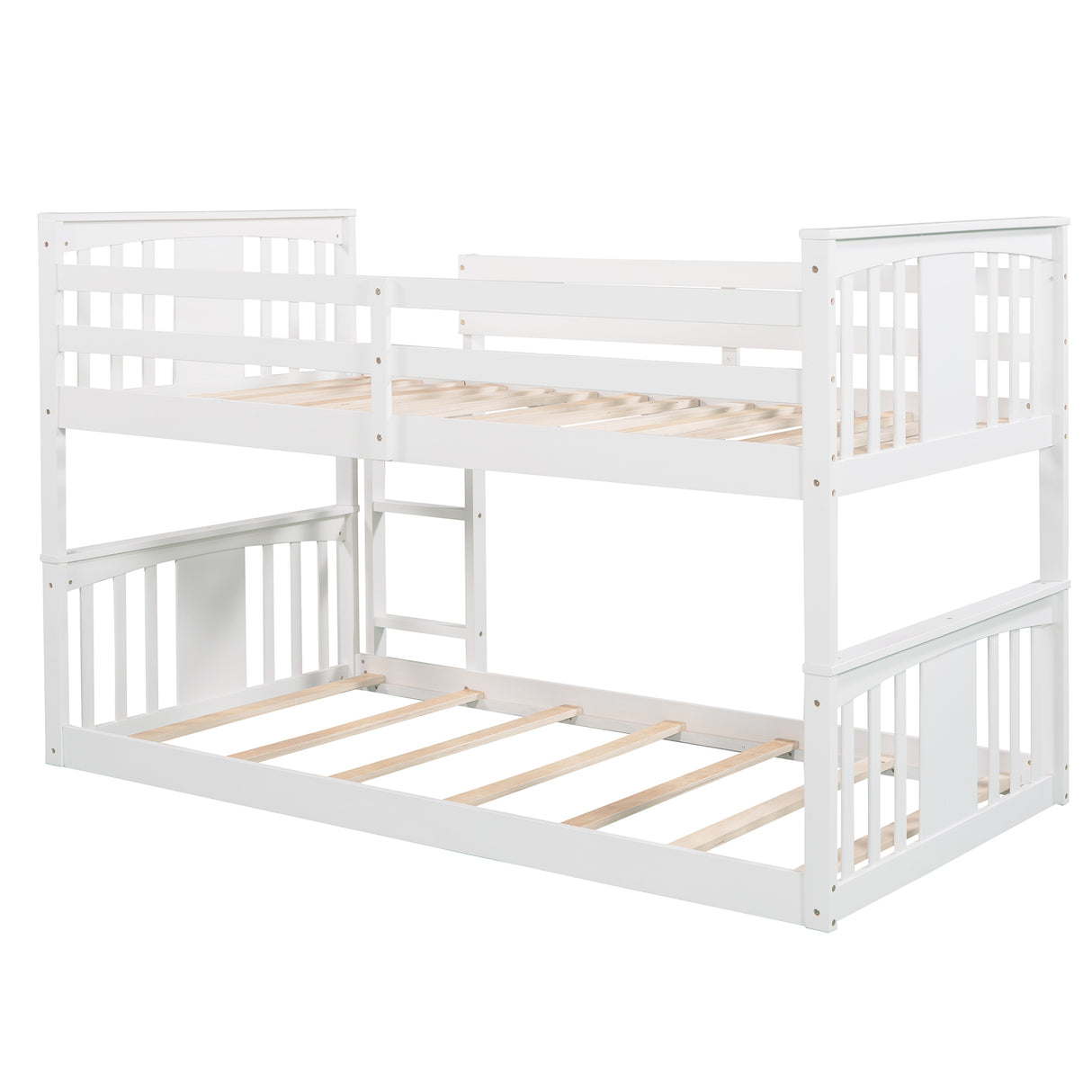 Twin Over Twin Bunk Bed with Ladder, White (Old SKU:LP000107AAK) - Home Elegance USA