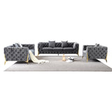 Grey Elegant Velvet Living Room Armchair, Upholstered Armchair - Home Elegance USA