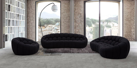 Vig Furniture Divani Casa Yolonda - Modern Curved Black Fabric Sofa Set