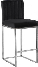 Meridian Furniture - Giselle Velvet Counter Stool Set Of 2 In Black - 782Black-C