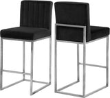 Meridian Furniture - Giselle Velvet Counter Stool Set Of 2 In Black - 782Black-C