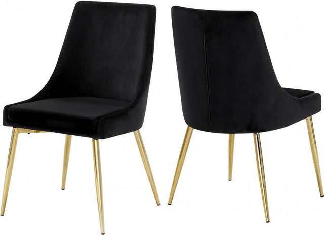 Meridian Furniture - Karina Velvet Dining Chair Set Of 2 In Black - 783Black-C