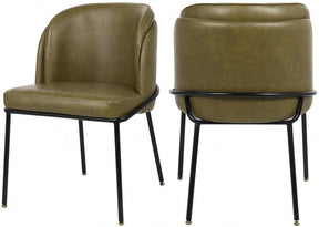 Jagger Faux Leather Dining Chair In Olive (Set Of 2) - 883Olive-C | Meridian