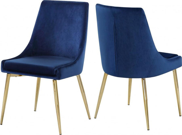 Meridian Furniture - Karina Velvet Dining Chair Set Of 2 In Navy - 783Navy-C