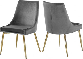 Karina Velvet Dining Chair Set Of 2 In Grey - 783Grey-C | Meridian
