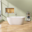 51" Acrylic Free Standing Tub - Classic Oval Shape Soaking Tub, Adjustable Freestanding Bathtub with Integrated Slotted Overflow and Chrome Pop-up Drain Anti-clogging Gloss White