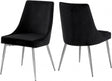 Karina Velvet Dining Chair Set Of 2 In Black - 784Black-C | Meridian