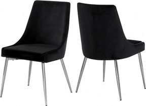 Karina Velvet Dining Chair Set Of 2 In Black - 784Black-C | Meridian