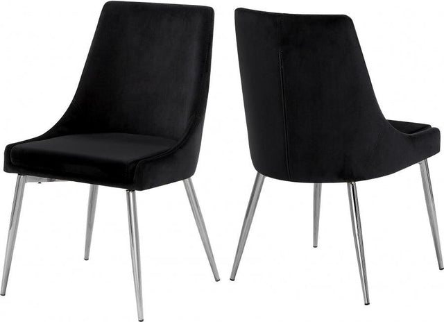 Meridian Furniture - Karina Velvet Dining Chair Set Of 2 In Black - 784Black-C