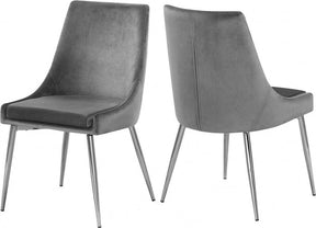 Karina Velvet Dining Chair Set Of 2 In Grey - 784Grey-C | Meridian