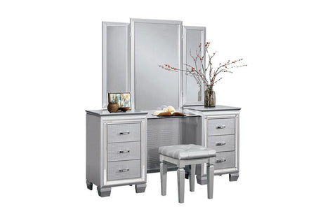 Homelegance - Allura Vanity Dresser With Mirror And Stool In Silver - 1916-15-14