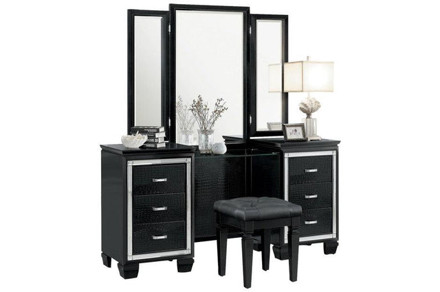 Homelegance - Allura Vanity Dresser With Mirror And Stool - 1916Bk-15-14