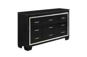 Allura Dresser 1916BK-5 by Homelegance | Black Finish with Faux Alligator Embossing