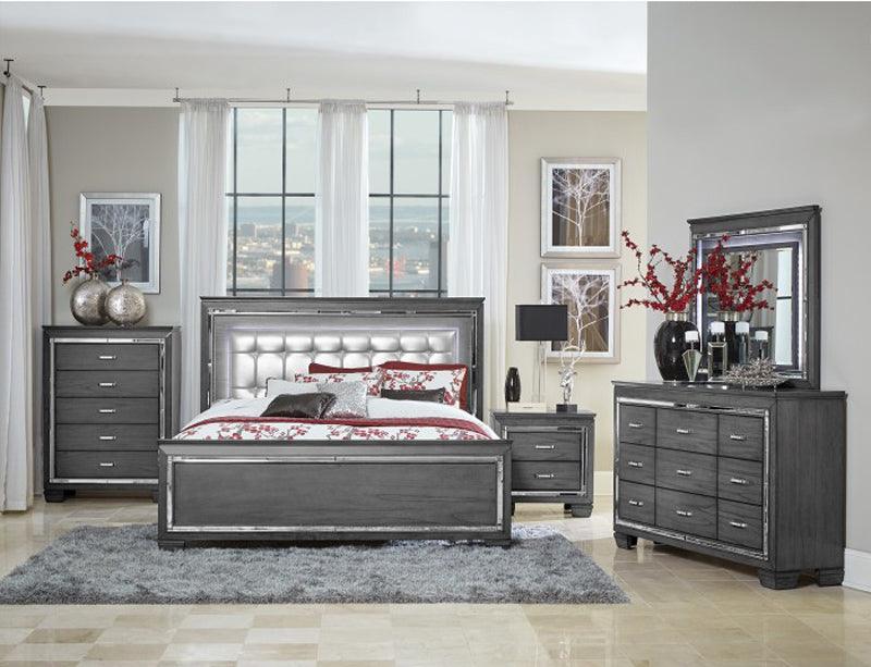Allura Eastern King Bed Led Lighting In Grey 1916Kgy - 1Ek | Homelegance | Home Elegance USA