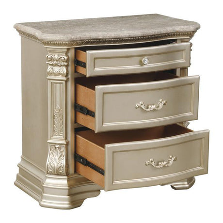 Antoinetta Marble-Top Nightstand Champagne Finish – Homelegance 1919NC-4
