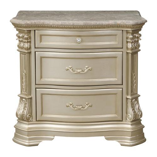 Antoinetta Champagne Nightstand, Marble Top 1919Nc - 4 | Homelegance | Home Elegance USA