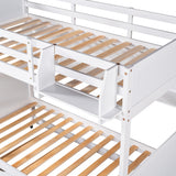 Twin-Over-Twin Bunk Bed with Twin size Trundle , Separable Bunk Bed with Bookshelf for Bedroom -White - Home Elegance USA