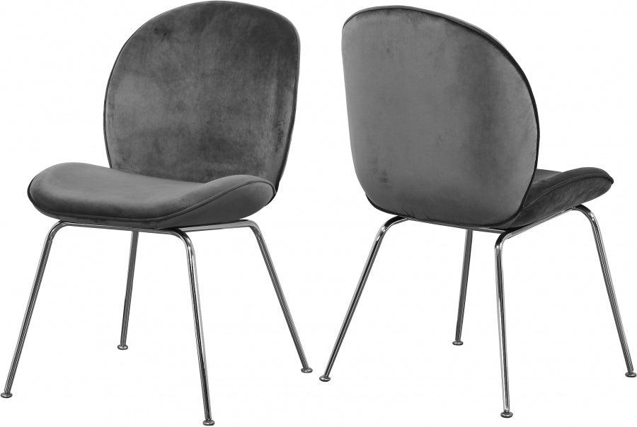 Meridian Furniture - Paris Velvet Dining Chair Set Of 2 In Grey - 786Grey-C