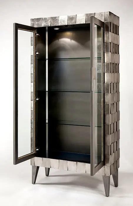 1930-C Curio Cabinet Silver & Black Contemporary Display – Artmax
