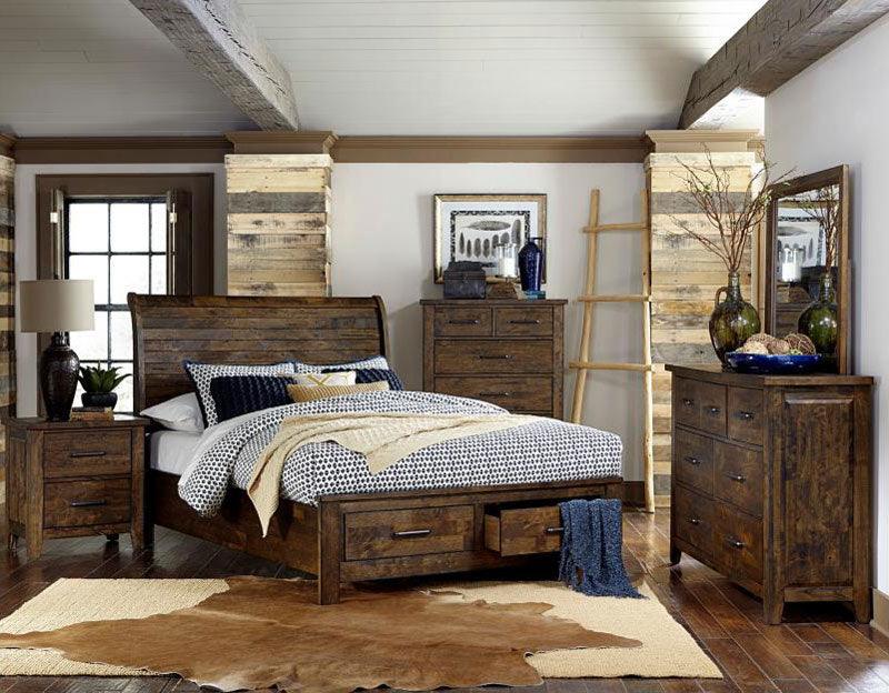 Homelegance - Jerrick 5 Piece Queen Platform With Storage Bedroom Set In Burnished Brown - 1957-1-5Set