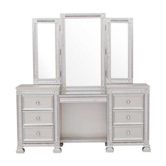 Bevelle Vanity Dresser With Mirror And Stool In Silver 1958 - 15 - 14 | Homelegance | Home Elegance USA