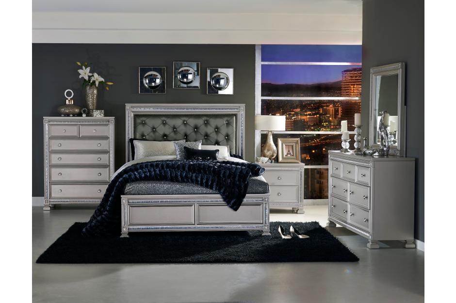 Bevelle 5 Piece Queen Bedroom Set In Silver 1958 - 1 - 5Set | Homelegance | Home Elegance USA