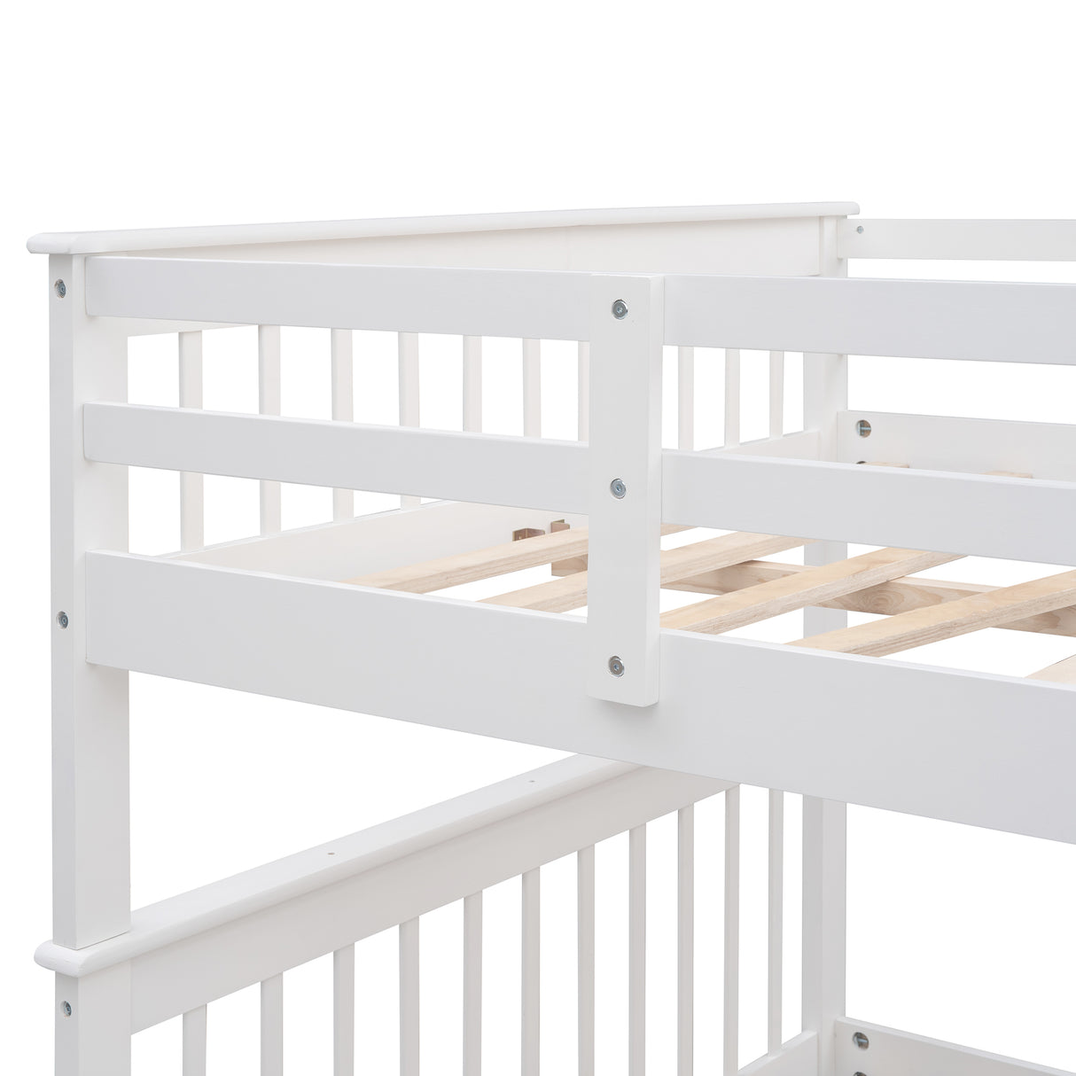 Stairway Full-Over-Full Bunk Bed with Storage and Guard Rail for Bedroom, Dorm, White color(OLD SKU :LP001110AAK) - Home Elegance USA