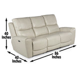 Contemporary Leather Collection - Power Leg Rest, Articulating Headrest - USB Charging, Home Button - Ivory Dual Reclining Sofa, Stylish and Convenient Home Elegance USA