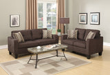 Living Room Furniture 2pc Sofa Set Chocolate Polyfiber Sofa And Loveseat w pillows Cushion Couch Home Elegance USA