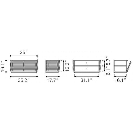 Zuo Linea Tv Stand Walnut