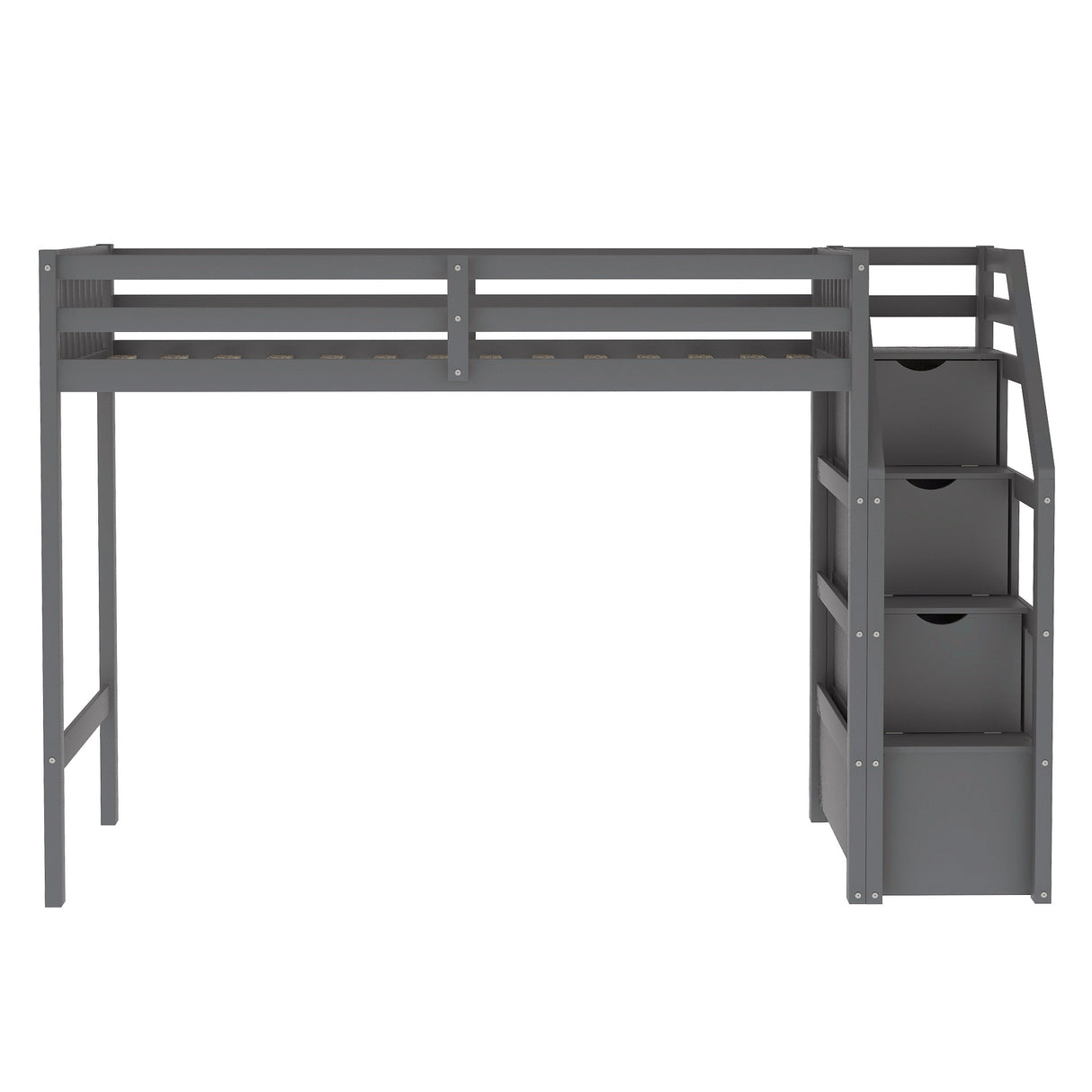 Twin over Full Loft Bed with Staircase,Gray(OLD SKU:SM000107AAE) - Home Elegance USA