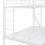 Twin over Full Bed with Sturdy Steel Frame, Bunk Bed with Twin Size Trundle, Two-Side Ladders, White - Home Elegance USA