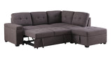 Katie Brown Linen Sleeper Sectional Sofa with Storage Ottoman, Storage Arm - Home Elegance USA