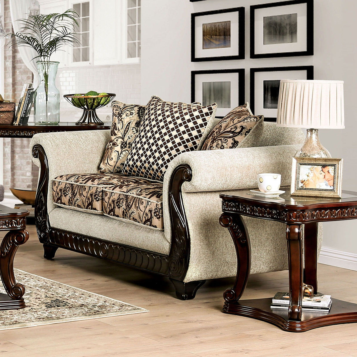 Caldiran - Sofa & Loveseat - Beige / Brown - Home Elegance USA