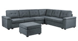 Isla Gray Woven Fabric 7-Seater Sectional Sofa with Ottoman - Home Elegance USA