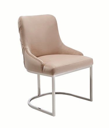 Vig Furniture Modrest Daria - Modern Beige Velvet and Stainless Steel Dining Chair Set of 2