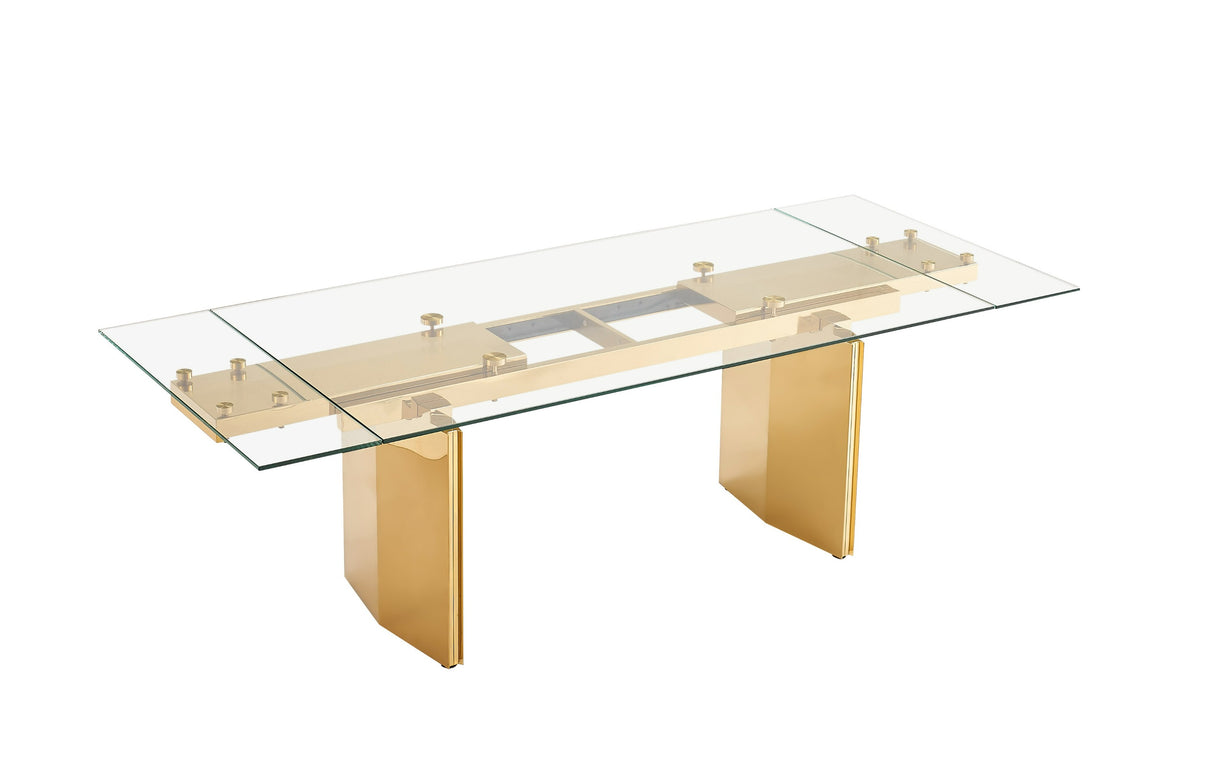 Vig Furniture Modrest Nassim - Glam Glass Extendable Dining Table