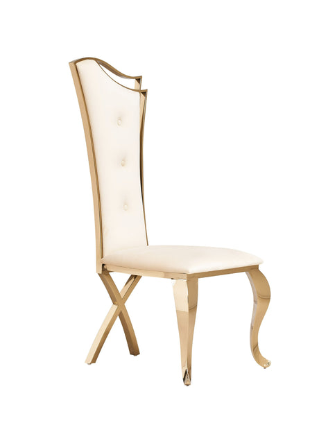 Vig Furniture Modrest Bonnie - Modern Beige Velvet & Champagne Gold Dining Chair (Set of 2)