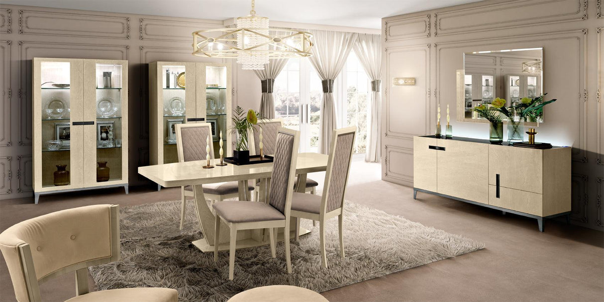 Esf Furniture - Elite Ivory With Ambra 11 Piece Dining Room Set W-1Ext - Elite2Drbuffetivory-11Set